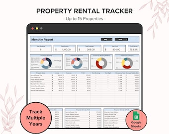 Eigenschaft Rent Tracker Tabelle, Objektverwalter Miet-Tracker, Airbnb Rent-Tracker Google Sheets Vorlage