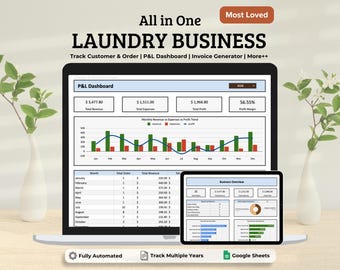 Laundry Business Tracker Management System, Laundromat Service Spreadsheet Business Plan Template