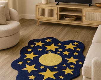 Irregular Hand-Tufted Cosmic Rug.