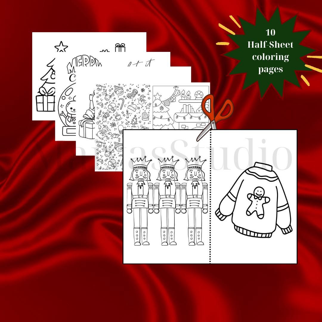 Christmas Coloring Pages, Printable Holiday Activity (PDF) - Etsy
