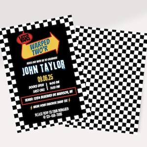 Printable Birthday Party Invitation, Warped Tour, Punk Rock, Emo, Two, Digital, Digital