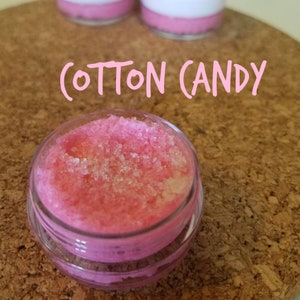 COTTON CANDY Vegan Lip Scrub 1/3 oz. Great on Dry Winter Lips Vegan Organic Sugar Lip Polish gift for her cruelty free cotton candy image 1