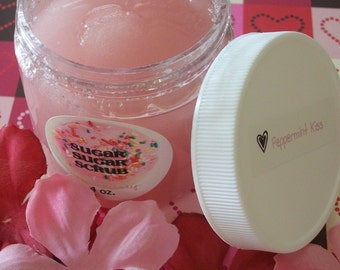 PEPPERMINT KISS Body Sugar Scrub - Organic Sugar - Body Polish - Gift for Her - Cruelty Free - Gift for Her Vegan Friendly