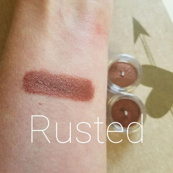 RUSTED Mineral Make up EYE Shadow -  New Large 5ml Sifter Jar - Brown + Berry Slight Shimmer - Loose Shadow - Gift for Her