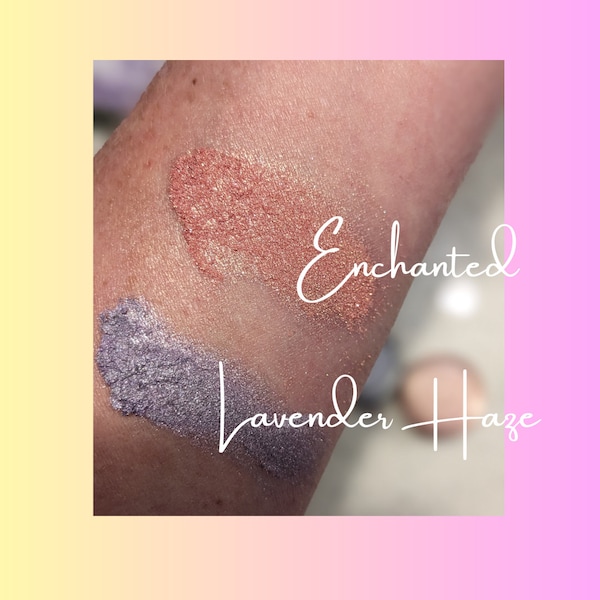 ENCHANTED and LAVENDER Haze Mineral Make up Eye Shimmer -  Sifter Jars 5ml Size- Eye Shadow - Gift for her choose your favorite color