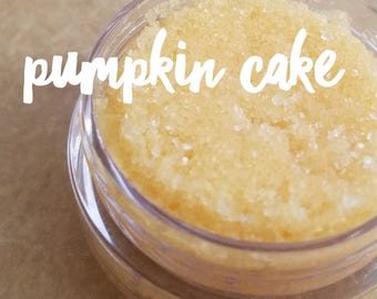 PUMPKIN CAKE Vegan Lip Scrub 1/3 oz. - Great on Dry Winter Lips - Vegan - Organic Sugar - Fall Limited Time - Lip Polish gift for her