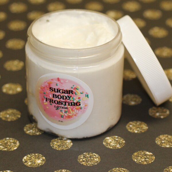 HAPPY BIRTHDAY Cake Body Frosting - Vegan - Whipped Body Butter Lotion - Pure Shea & Coconut Oil - 4 oz. - Smells like birthday cake