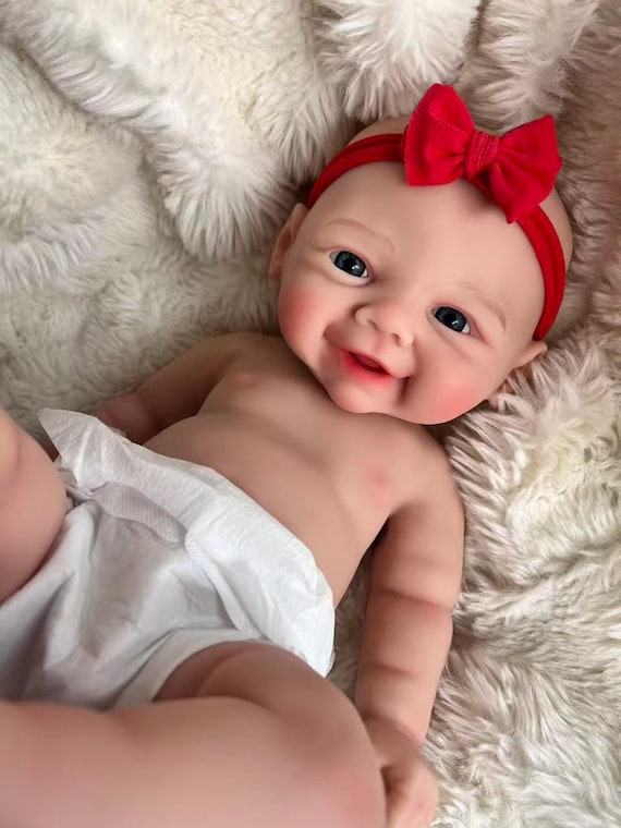 Full Body Silicone Reborn Doll 12“/18” – Open Mouth for Pacifier, Lifelike Newborn SIlicone Baby Girl, Christmas