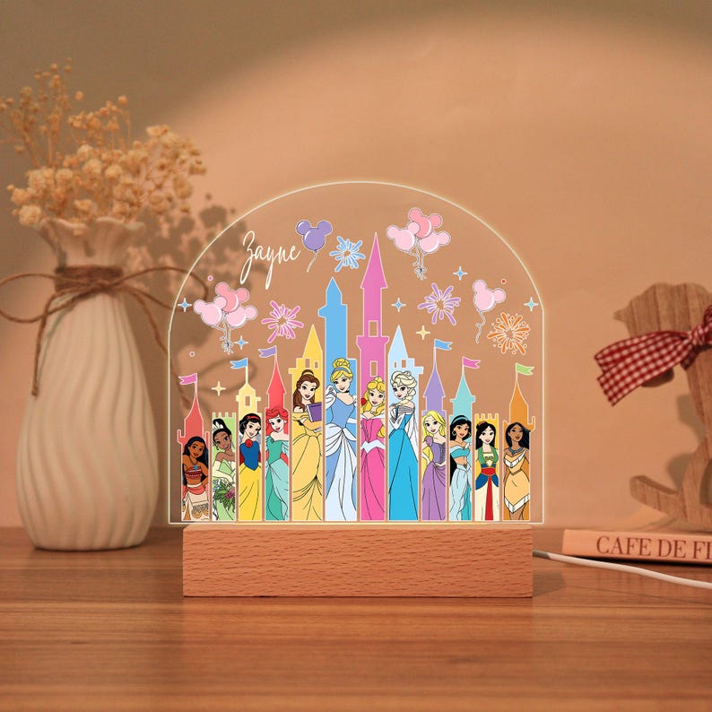 Personalized Princess Castle LED Acrylic Night Light, Beautiful Girl ...
