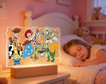 Gepersonaliseerde Pixar Toy Story led-nachtlampje acryl, decor Family Toy Story, bedlampje, nachtlampje baby, oplichtend bord kinderen cadeau, babycadeaus