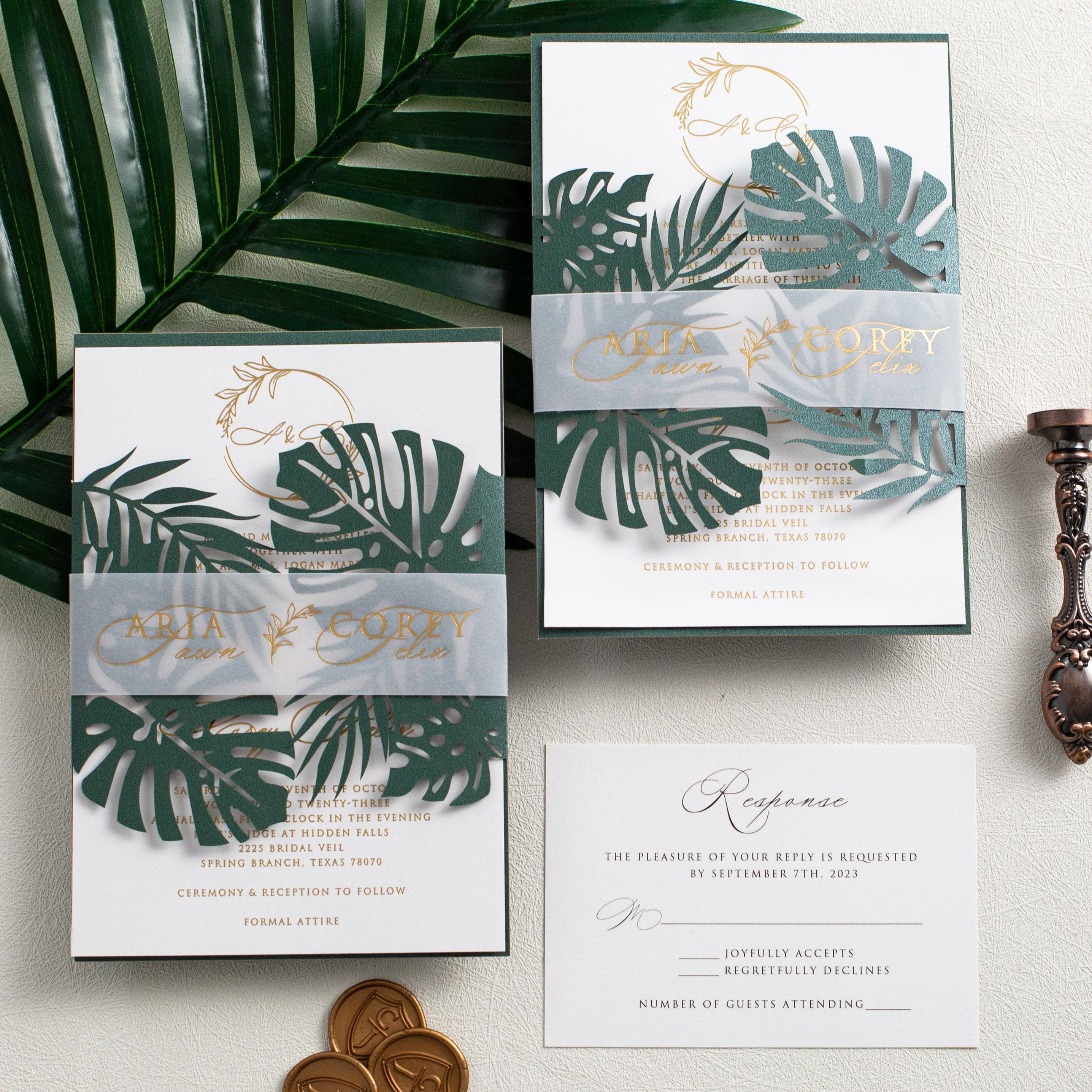 Monstera Lasercut Wedding Invitation