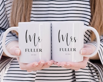 Mr & Mrs Couple Set of Coffee Mug, Gift For Her, Wedding Gifts, Gifts for Couples, Double Set of Mugs, Personalized Coffee Mugs for Couples