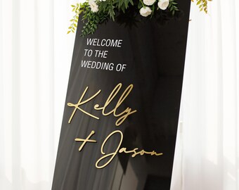 Acrylic 3D Lettering Welcome Sign & Table Number Bundle, Acrylic Reception Signs, Black and Gold Acrylic, Acrylic Sign Bundle, Reception