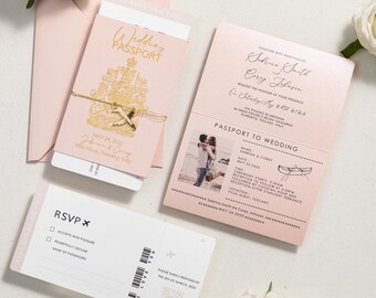 Passport Style Invitation, Destination Wedding Invitations, Airplane, Airline Style Invites, Custom Travel Invitation, Airplane Theme Invite