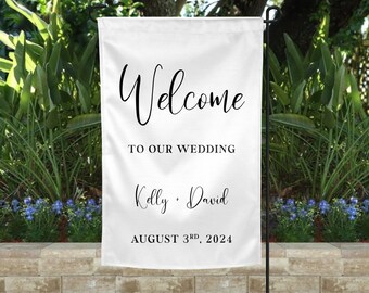 Custom Wedding Garden Flag, Wedding Decor, Black and White Outdoor Flag, Personalized Bridal Celebration, Customizable Wedding Decor