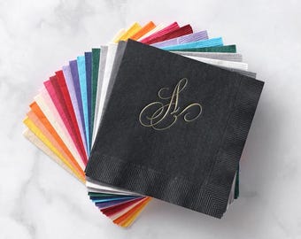 Personalised Napkins for Parties, Custom Foil Printed Napkins, Foil Cocktail Napkins, Beverage and Luncheon Napkins, Party Favor Napkins
