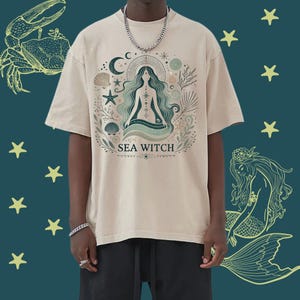 Oversized Sea Witch Shirt, Gift for Her, Sea Witch Gift for Her, Birthday Gift for Mermaid, Mermaid Shirt for Her, Vintage Mermaid Shirt