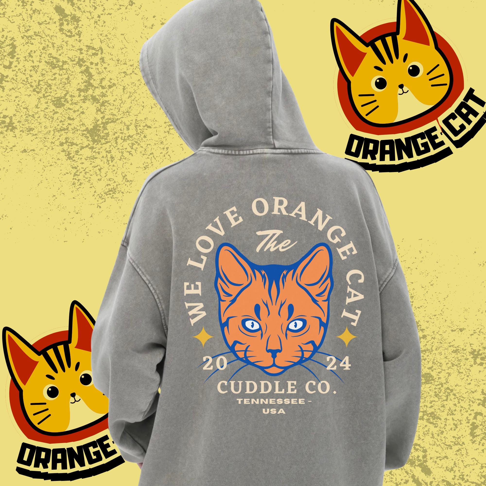 Orange Cat Hoodie Etsy UK