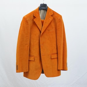 Men&#39;s Three-Button Velvet Tailored Suit (Orange) | Vintage, New with &#39;80s/&#39;90s Tag | Made in Italy