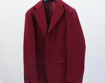 Men&#39;s jacket in burgundy moleskin, casual and elegant style, vintage 80s 90s, made in Italy