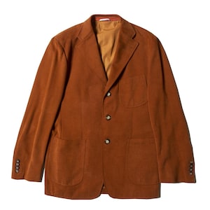 Men's brown 3-button fustian jacket, vintage, new with tag, 1980s/90s, made in Italy, hunting jacket