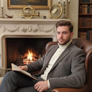 Duca Visconti di Modrone wijde corduroy jas, vintage, nieuw met label, maat 4 | Preppy grijze blazer, gemaakt in Italië