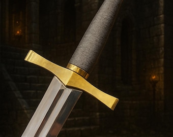 Hand Forged Excalibur Sword Replica: High Carbon Steel with Leather Scabbard