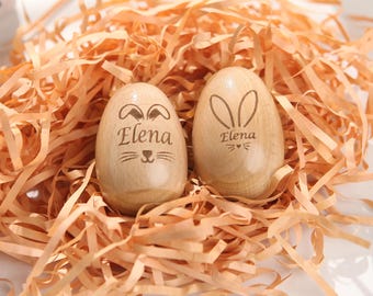Easter Gift Custom Wooden Engraved Egg Shakers Musical Egg Shaker Baby First Easter Kids Easter Gift For Kids