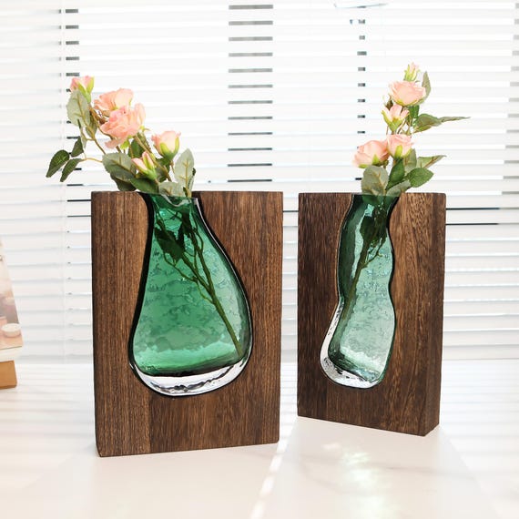 Mothers Day Custom Wooden Vase-Personalized Artistic Flower Vase,Gift for Her,Mom,Grandmom,Wife,Home Decor,Vintage Engraved Wooden Vase