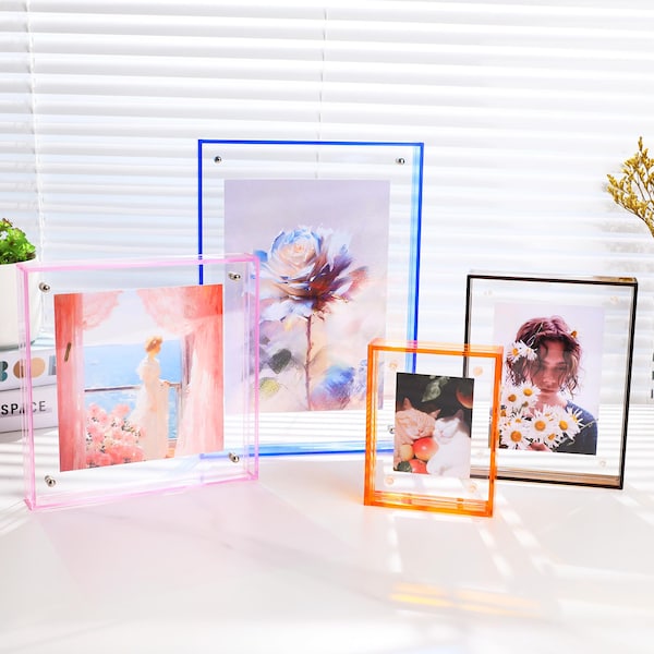 Marco de fotos acrílico, pantalla transparente colorida, pantalla de fotos creativa, mini marco de fotos, marco grande, exhibición de obras de arte, marco de rompecabezas, decoración artística