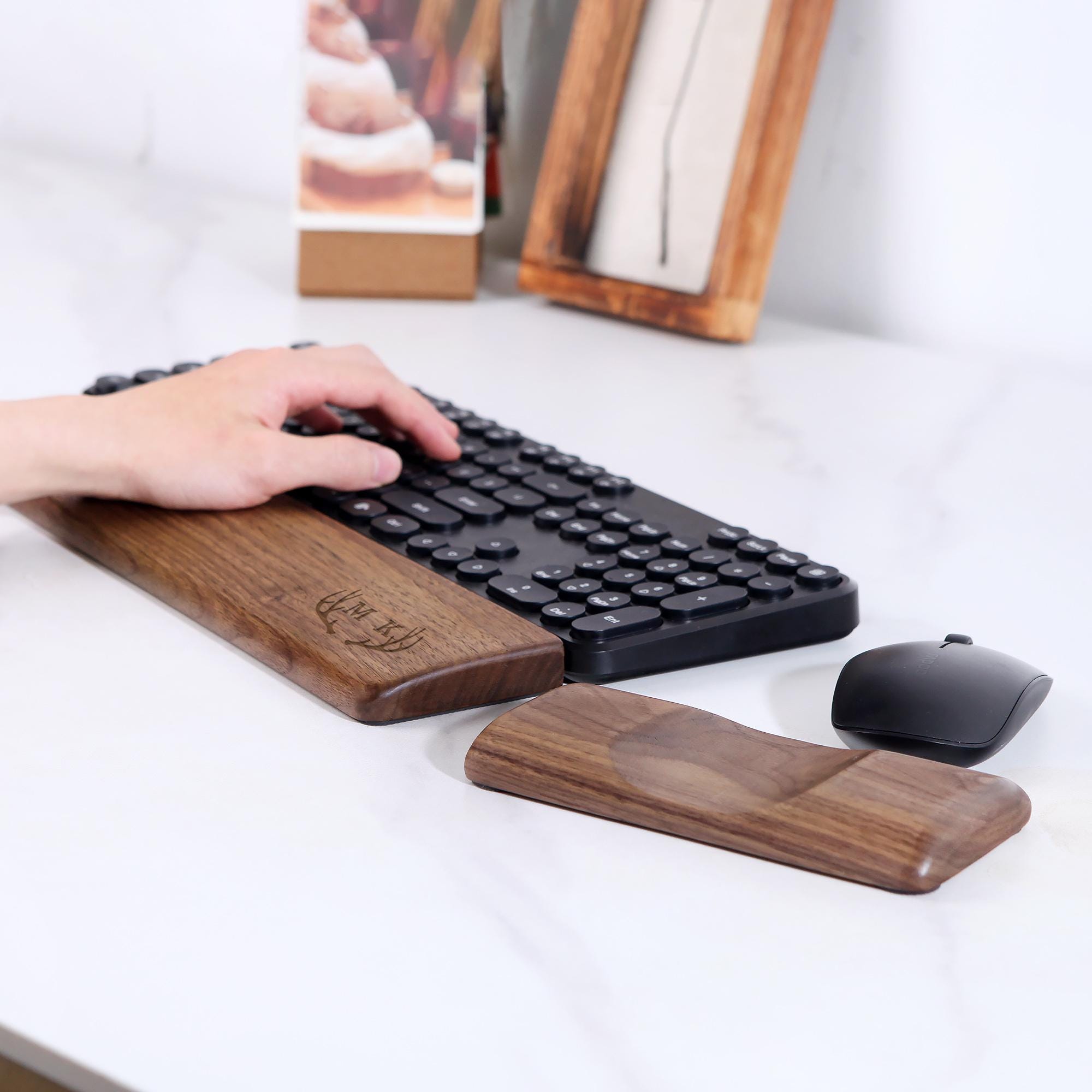 美品】Leather & Wood Keyboard Wrist Rest Wood Mechanical Keyboard