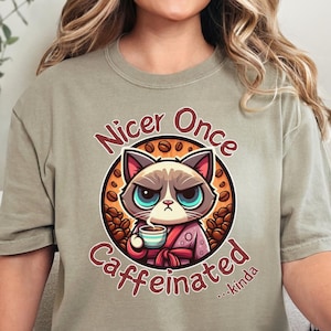 Comfort Colors® Cat TShirt, Cat Lover Shirt, Coffee Shirt, Coffee Lover Shirt, Cats & Coffee, Funny TShirt, Cat Mom, Cat Mom Gift, Gift
