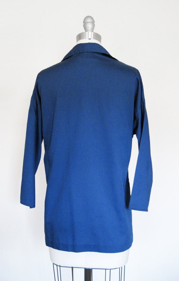 Vintage 70s Workwear Tunic Shirt in Dark Blue sz … - image 4