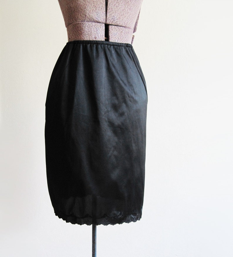 vintage 1960s Van Raalte Black Nylon Half Slip 60s image 2