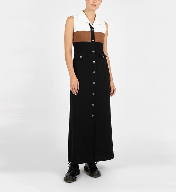 Vintage 90s Minimalist Colorblock Maxi Dress Sz Small