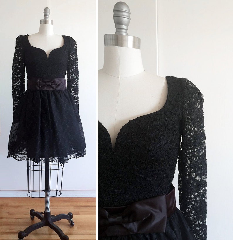Vintage 1980s Black Lace Goth Prom Dress Sz S | Etsy