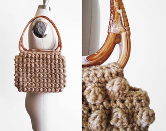 Vintage 1970s Popcorn Crochet Purse