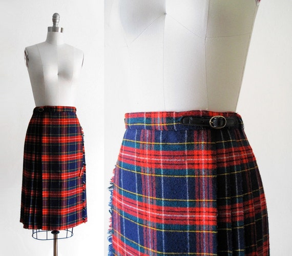 Vintage Pleated Plaid Kilt Skirt | Etsy