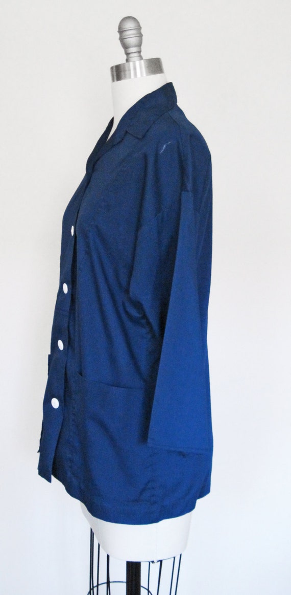 Vintage 70s Workwear Tunic Shirt in Dark Blue sz … - image 3