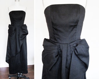 Vintage 80s Strapless Formal Avant Garde Bow Dress sz Small - Medium