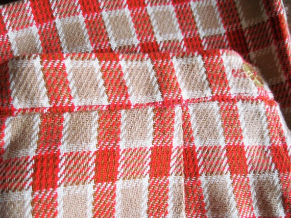 Vintage 70s Plaid A Line Skirt / Red and Brown sz… - image 3