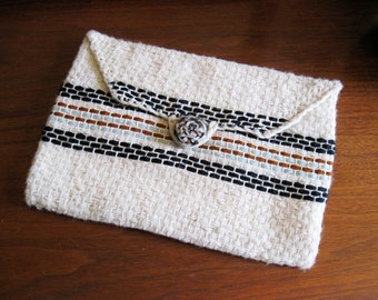 Vintage 70s Woven Boho Envelope Clutch Purse