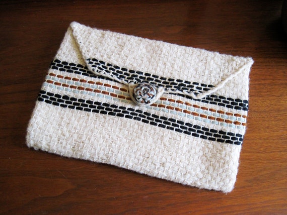 Vintage 70s Woven Boho Envelope Clutch Purse - image 1