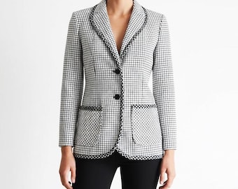 Vintage 1970s Black and White Striped Mod Women's Blazer