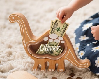Sparschwein aus Holz - Sparschwein personalisiert, Sparschwein personalisiert, Baby Junge Geschenk, Baby Geburtstag Geschenk, Sparschwein für Jungen, Kinderzimmer Dekor, Traktor
