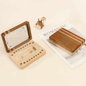 Caja de madera personalizada para guardar dientes con grabado para el Día del Padre. Caja de madera personalizada para guardar dientes, caja con nombre personalizado, regalo de cumpleaños, regalo único para niños.