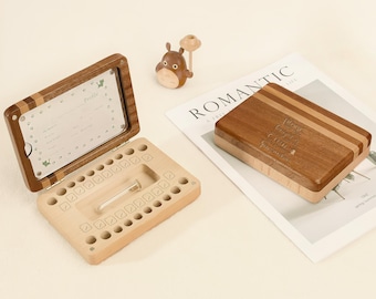 Fathers Day Personalized Engraved Box for Teeth–Custom Wooden Tooth Storage Box,Personalized Name Teeth Box,Birthday Gift,Unique Child Gift