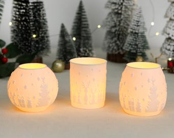 3D Printed Reindeer Tea Light Lantern, LED Tea Light Holder, Tea Light Cup, Festive Decor, Gift for Her, Unique Christmas Gifts