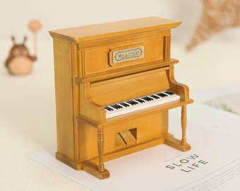 Odoria Grand Piano Miniature 1/12 – Meuble Vintage Blanc Avec Tabouret, Décoration Maison De Poupée