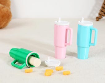 Stanley Style Mini Travel Cup Keychain 3D Printing STL File | Chapstick and Medicine Storage Box | Detachable Screw Lid | Water Cup Keychain